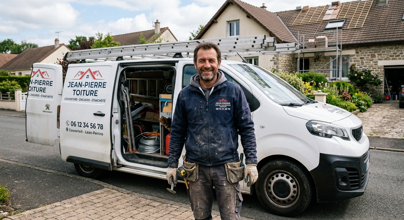 Artisan couvreur LR Toiture pr&ecirc;t &agrave; intervenir en urgence